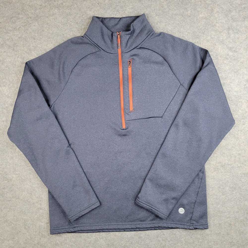 L.L. Bean Pullover‎ Mens Medium Gray 1/4 Zip Long Sleeve Stretch Athletic Top